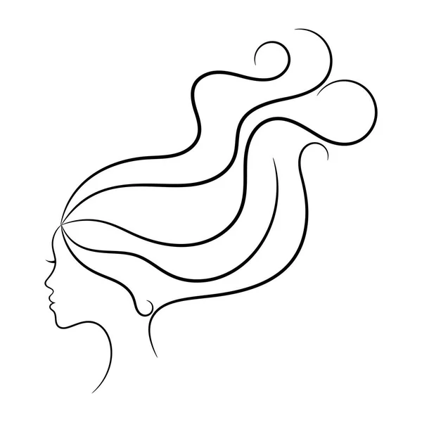 Contour spa and hair sketch with female profile — Stock Vector