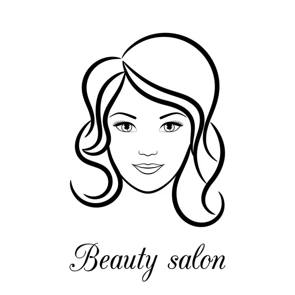 Obrysový logo pro kosmetický salon s ženských tváří — Stockový vektor