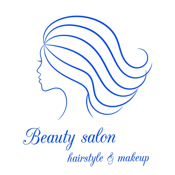 Logo contour avec profil féminin pour salon de beauté — Image vectorielle