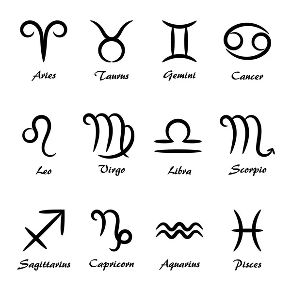 Conjunto de signos del zodiaco de contorno, vector aislado — Archivo Imágenes Vectoriales