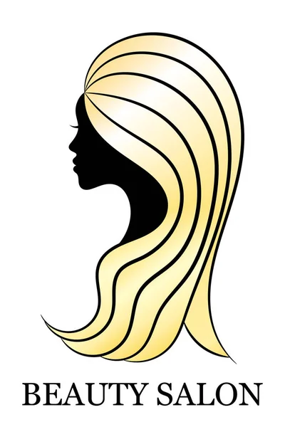 Cut female profile with golden hair for spa and beauty salon decoration — Stock Vector
