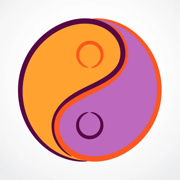 Contorno Yin Yang Símbolo Con Relleno — Vector de stock