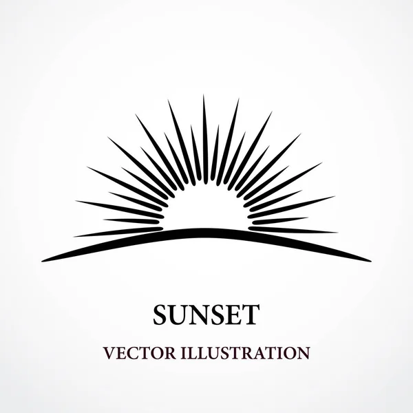 Contour Stylisé Coucher Soleil Noir — Image vectorielle
