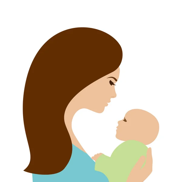 Mutter Mit Neugeborenem Isoliert — Stockvektor