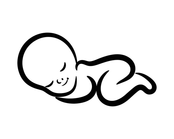 Контур Новорожденного Спящего Ребенка Изолированный Вектор — стоковый вектор