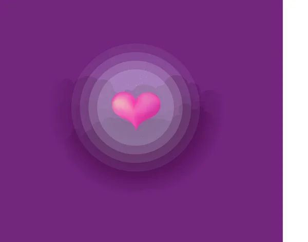 Corazón Postal San Valentín Círculo Brillante Spotlight Símbolo Amor Con — Vector de stock