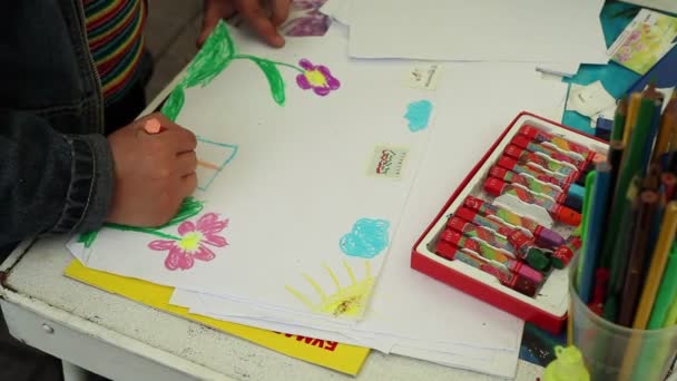 Minsk Belarus June 2014 Children Draw Festival City Park Children — Stock Video