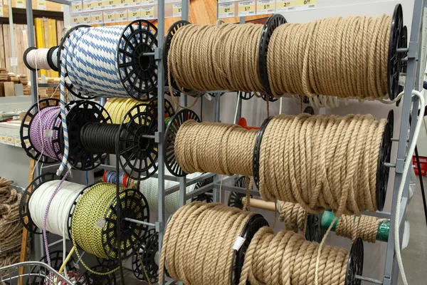 Ropes Different Materials Show Window Shop — Stock Photo, Image