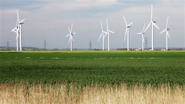 Windturbines op het Engelse platteland — Stockvideo