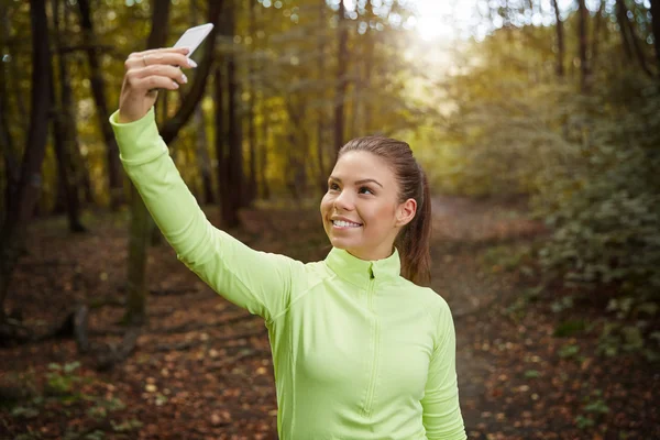 Selfie van's ochtends joggen — Stockfoto