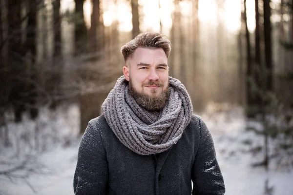 Paseo de invierno con la cabeza llena de pensamientos — Foto de Stock