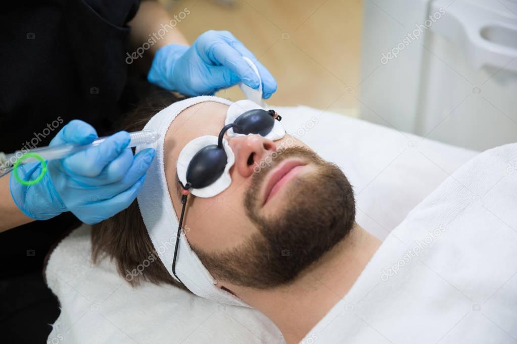 Man during oxygen therapy