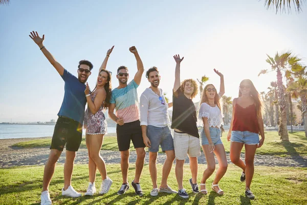 Eller birlikte dışarıda yükselterek arkadaş grubu