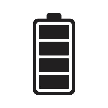 Düşük ve tam batarya şarj simgesi siyah renk şablonu düzenlenebilir. Grafik ve web tasarımı için düşük ve tam Batarya şarj simgesi Düz vektör çizimi.