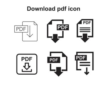 pdf simgesi siyah renk düzenlenebilir şablonu indir. Beyaz arkaplanda izole edilmiş Pdf simgesi simgesi indir. Grafik ve web tasarımı için basit logo vektör çizimi.