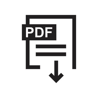 pdf simgesi siyah renk düzenlenebilir şablonu indir. Beyaz arkaplanda izole edilmiş Pdf simgesi simgesi indir. Grafik ve web tasarımı için basit logo vektör çizimi.