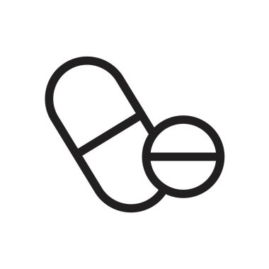 Tıbbi hap ikonu siyah renkli düzenlenebilir şablon. Grafik ve web tasarımı için tıbbi hap simgesi düz vektör çizimi.