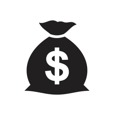 Para çantası simgesi siyah renkli düzenlenebilir şablon. Para çantası simgesi grafik ve web tasarımı için Düz vektör çizimi.