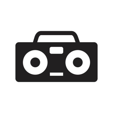 Stereo Sözcüsü Simge siyah renk düzenleyici şablon. Grafik ve web tasarımı için Stereo Sözcüsü Simgesi Düz vektör çizimi.