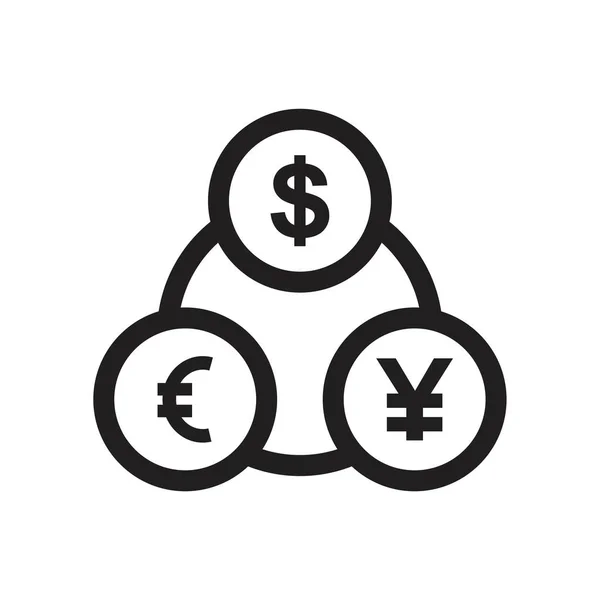 Dollar Euro Yen download ikona šablona černá barva upravitelná. Dollar Euro Yen download icon symbol Flat vector illustration for graphic and web design. — Stockový vektor