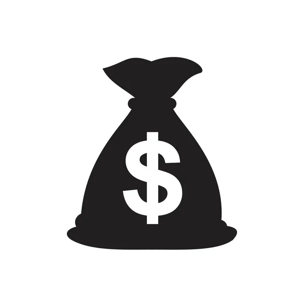 Шаблон значок денежной сумки черный цвет редактируется. Символ мешка с деньгами Плоская векторная иллюстрация для графического и веб-дизайна . — стоковый вектор
