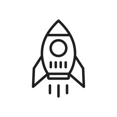 Roket simgesi siyah renk düzenleme şablonu. Grafik ve web tasarımı için roket simgesi düz vektör çizimi.