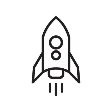 Roket simgesi siyah renk düzenleme şablonu. Grafik ve web tasarımı için roket simgesi düz vektör çizimi.