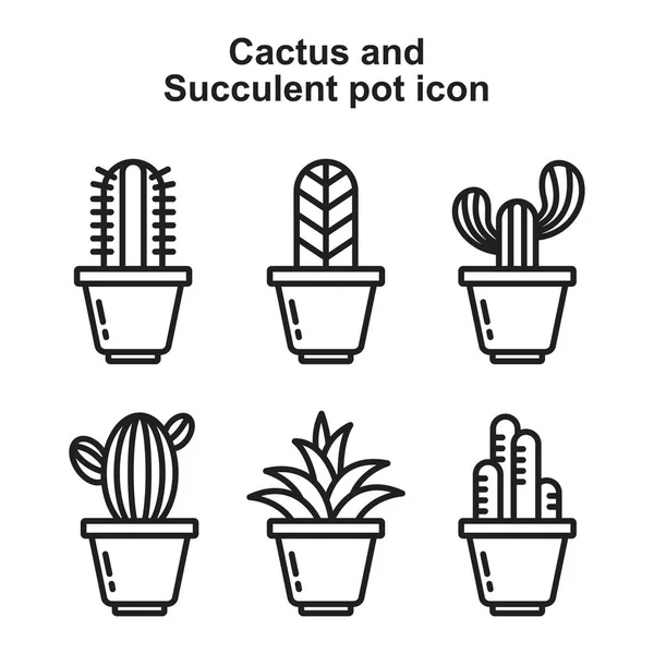 Kaktus und saftige Topfsymbole Vorlage schwarze Farbe editierbar. Kaktus und saftige Topfsymbole als flache Vektorillustration für Grafik- und Webdesign. — Stockvektor