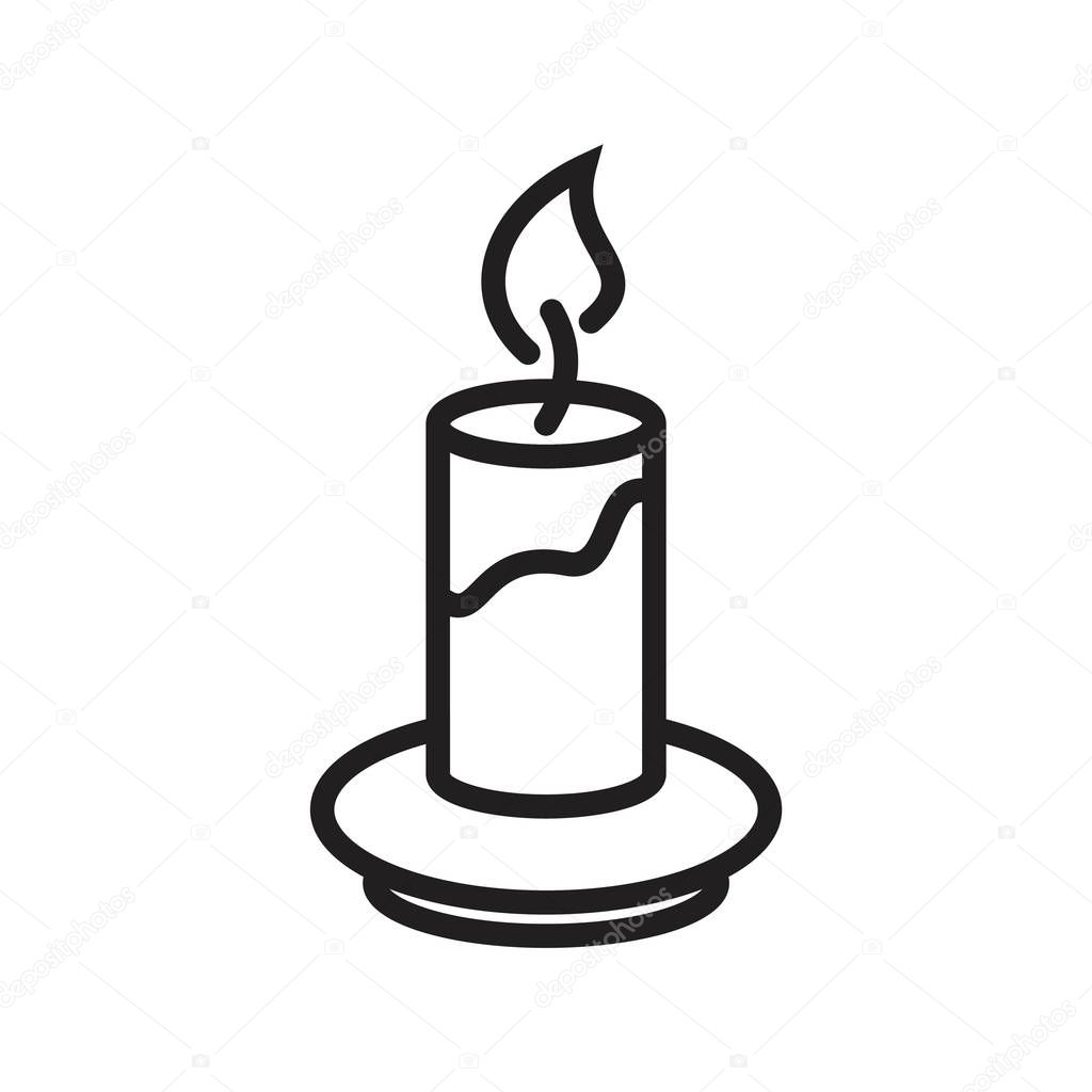 Burning candle in candle stick line icon template black color editable. candle stick line icon symbol Flat vector illustration for graphic and web design.