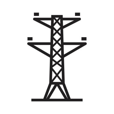 Elektrik kulesi, Tepedeki güç hattı simgesi siyah renkli düzenlenebilir şablon. Elektrik kulesi, Yukarıdaki güç hattı simgesi grafik ve web tasarımı için Düz vektör çizimi.