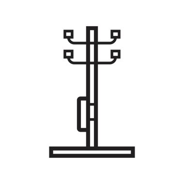 Elektrik kulesi, Tepedeki güç hattı simgesi siyah renkli düzenlenebilir şablon. Elektrik kulesi, Yukarıdaki güç hattı simgesi grafik ve web tasarımı için Düz vektör çizimi.