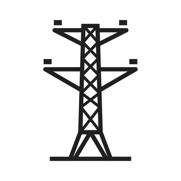 Электрическая башня, иконка линии электропередач искушают черный цвет съедобный. Электрическая башня, символ иконки воздушной линии электропередачи Плоская векторная иллюстрация для графического и веб-дизайна . — стоковый вектор