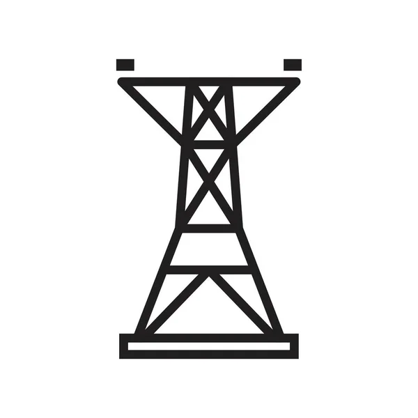 Torre eléctrica, plantilla de icono de línea de energía aérea de color negro editable. Torre eléctrica, símbolo del icono de la línea aérea de energía Ilustración vectorial plana para diseño gráfico y web . — Vector de stock