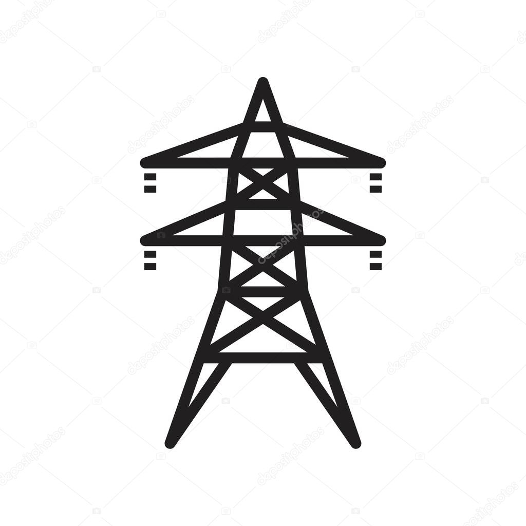 Electric tower, Overhead power line icon template black color editable. Electric tower, Overhead power line icon symbol Flat vector illustration for graphic and web design.