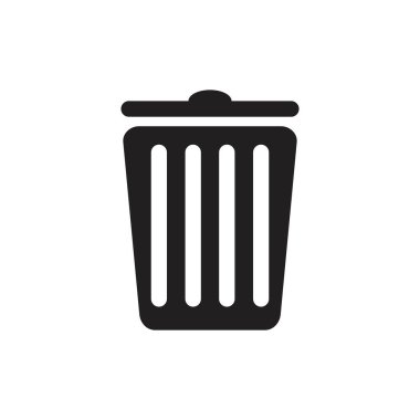 Çöp Kutusu Simgesi siyah renkli düzenlenebilir şablon. Çöp Kutusu Simgesi Grafik ve Web Tasarımı için Düz Vektör Çizimi.