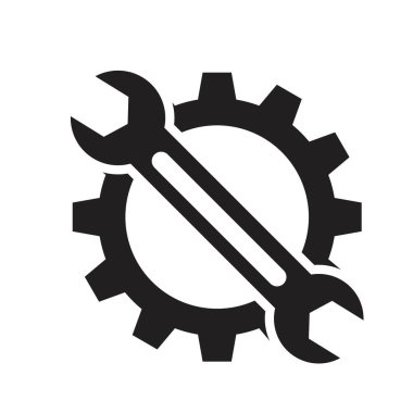 İngiliz anahtarı ve tornavida düz simge şablonu siyah renk düzenlenebilir. Grafik ve web tasarımı için Wrench ve tornavida düz simgesi Düz vektör çizimi.