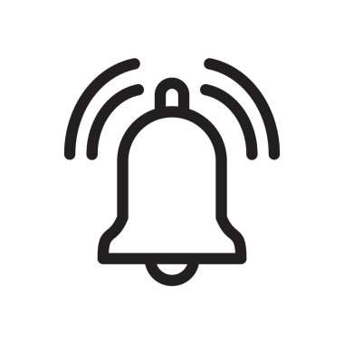 Alarm Simgesi şablonu siyah renk düzenlenebilir. Grafik ve web tasarımı için Alarm Simgesi Düz vektör çizimi.