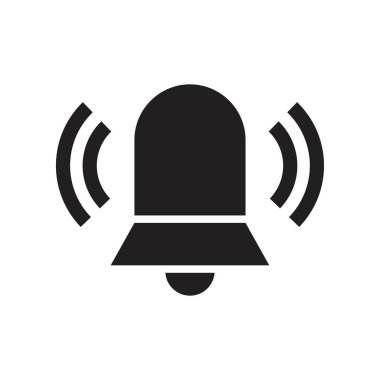 Alarm Simgesi şablonu siyah renk düzenlenebilir. Grafik ve web tasarımı için Alarm Simgesi Düz vektör çizimi.