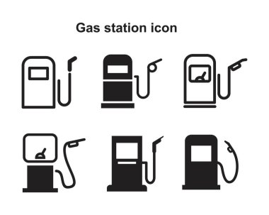 Benzin İstasyonu Simgesi siyah renkli düzenlenebilir şablon. Grafik ve web tasarımı için Benzin İstasyonu Simgesi Düz vektör çizimi.