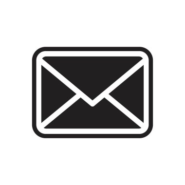 E- posta, E- posta Simgesi siyah renk düzenleyicisi. E- posta, E- posta Simgesi Grafik ve web tasarımı için Düz vektör çizimi.