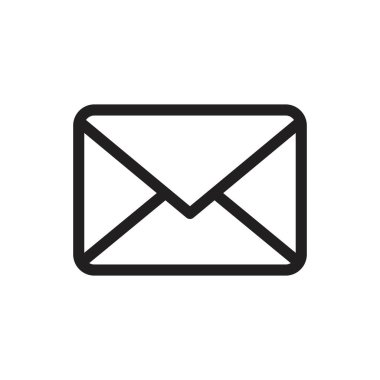 E- posta, E- posta Simgesi siyah renk düzenleyicisi. E- posta, E- posta Simgesi Grafik ve web tasarımı için Düz vektör çizimi.