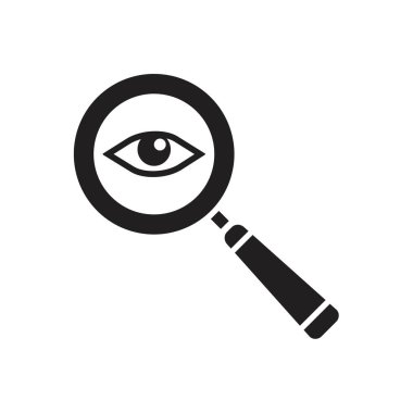 Gözlük camı ana hatlı büyüteç Simge şablonu siyah renkli düzenlenebilir. Göz camı anahatlı büyüteç Simge sembolü Grafik ve web tasarımı için Düz vektör çizimi.