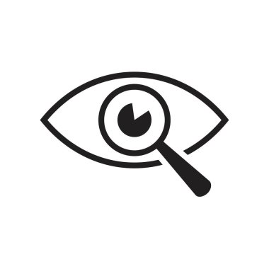 Gözlük camı ana hatlı büyüteç Simge şablonu siyah renkli düzenlenebilir. Göz camı anahatlı büyüteç Simge sembolü Grafik ve web tasarımı için Düz vektör çizimi.