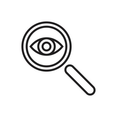 Gözlük camı ana hatlı büyüteç Simge şablonu siyah renkli düzenlenebilir. Göz camı anahatlı büyüteç Simge sembolü Grafik ve web tasarımı için Düz vektör çizimi.