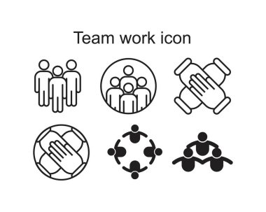 Takım çalışması Simgesi siyah renk düzenlenebilir şablon. Grafik ve web tasarımı için takım çalışması simgesi Düz vektör çizimi.