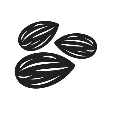 Badem Simgesi siyah renk düzenleme şablonu. Grafik ve web tasarımı için Badem Simgesi Düz vektör çizimi.