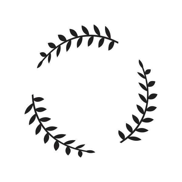 Греческие венки и геральдический круглый элемент с черным круглым силуэтом. набор лавровых, инжирно-оливковых, победные иконки с листьями и рамами для графического и веб-дизайна . — стоковый вектор