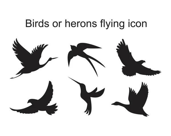 Vogel oder Reiher fliegen Symbolvorlage schwarze Farbe editierbar. Vogel oder Reiher fliegen Symbol flache Vektorillustration für Grafik-und Web-Design. — Stockvektor