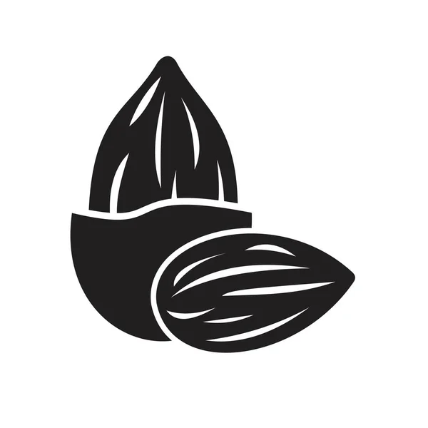 Plantilla de icono de almendra de color negro editable. Icono de almendra símbolo Ilustración vectorial plana para diseño gráfico y web . — Archivo Imágenes Vectoriales