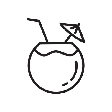 Taze hindistan cevizi simgesi siyah renkli düzenlenebilir şablon. Grafik ve web tasarımı için taze hindistan cevizi simgesi düz vektör çizimi.